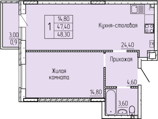 Купить 1-комнатную квартиру